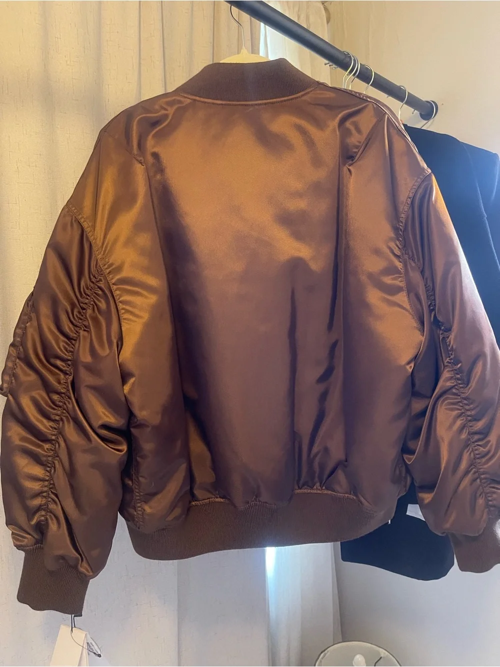 Saint Laurent Brown Satin-Look Bomber Jacket